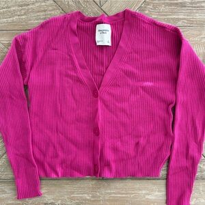 Abercrombie & Fitch Fuchsia Ribbed Cardigan